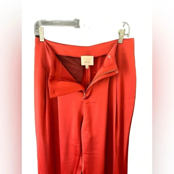 Cinq a Sept 5a7 SATIN RUTHY PANT Pleated Front Zip Closure Straight leg Size 4 - Picture 6 of 16